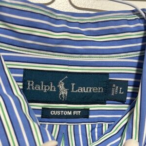 Ralph Lauren Blue and White Casual Button Down Shirt